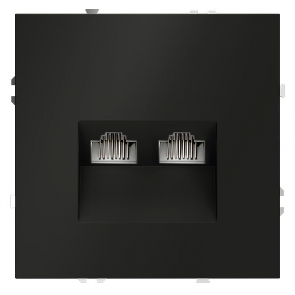 Розетка компьютерная 2-м СП S70 RJ45 + RJ45 кат.6 механизм черн. матов. Voltum VLS060208 ТехноИмпульс