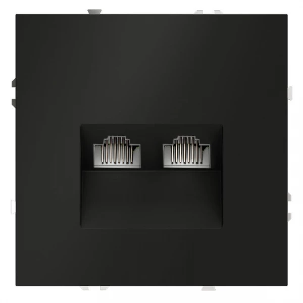 Розетка компьютерная 2-м СП S70 RJ45 + RJ45 кат.6 механизм черн. матов. Voltum VLS060208 ТехноИмпульс