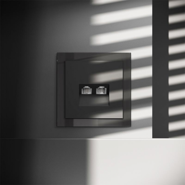 Розетка компьютерная 2-м СП S70 RJ45 + RJ45 кат.6 механизм черн. матов. Voltum VLS060208 ТехноИмпульс