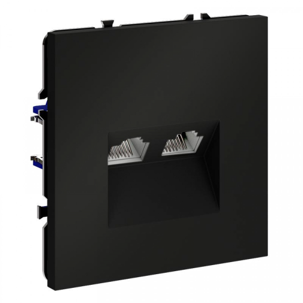 Розетка компьютерная 2-м СП S70 RJ45 + RJ45 кат.6 механизм черн. матов. Voltum VLS060208 ТехноИмпульс