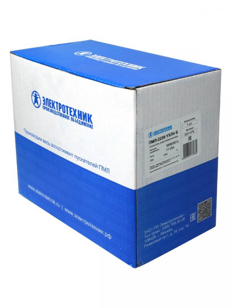 Пускатель электромагнитный ПМЛ-2220 УХЛ4 Б 25А 380В/50Гц AC 1НО IP54 нереверсивный с реле РТЛ-1022-2 17-25А Электротехник ET511478 ТехноИмпульс