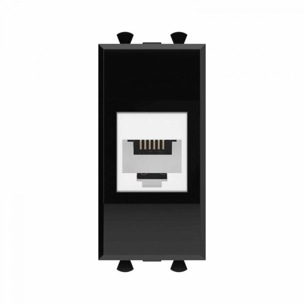 Розетка телефонная 1мод. Avanti "Черный квадрат" RJ12 без шторок модульная механизм DKC 4402611 ТехноИмпульс