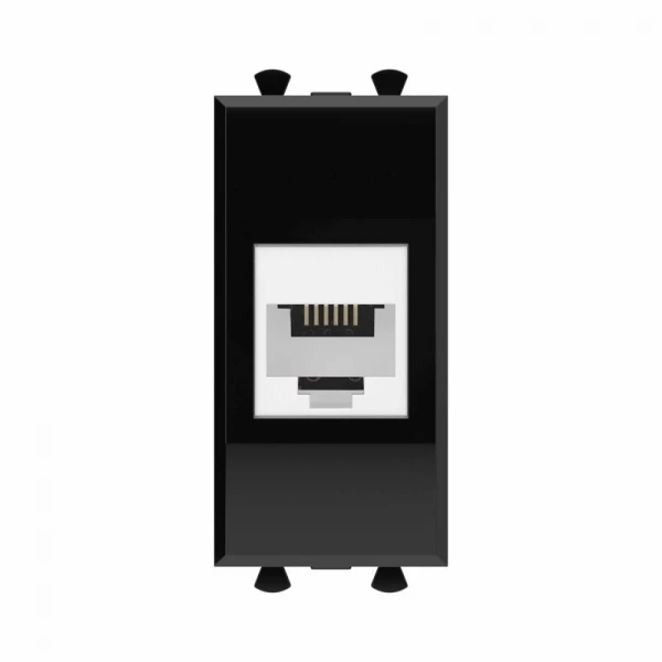 Розетка телефонная 1мод. Avanti "Черный квадрат" RJ12 без шторок модульная механизм DKC 4402611 ТехноИмпульс