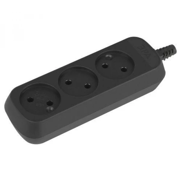 Колодка удлинителя 3-м без заземл. черн. KX-3-B Эра Б0061683 ТехноИмпульс