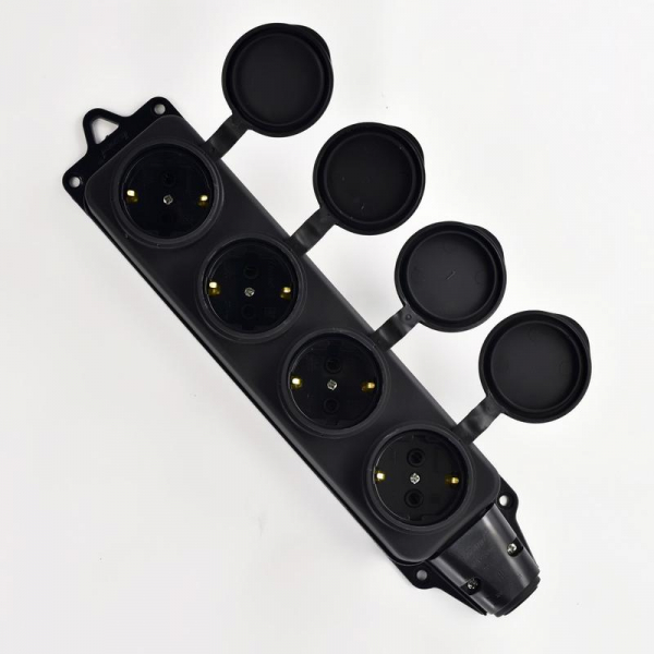 Колодка 4-м 16А IP44 2P+PE 220-240В с защ. крышками каучук LEZARD 106-0400-0107/107 ТехноИмпульс