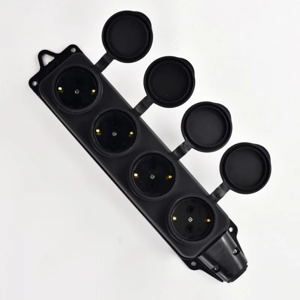 Колодка 4-м 16А IP44 2P+PE 220-240В с защ. крышками каучук LEZARD 106-0400-0107/107 ТехноИмпульс