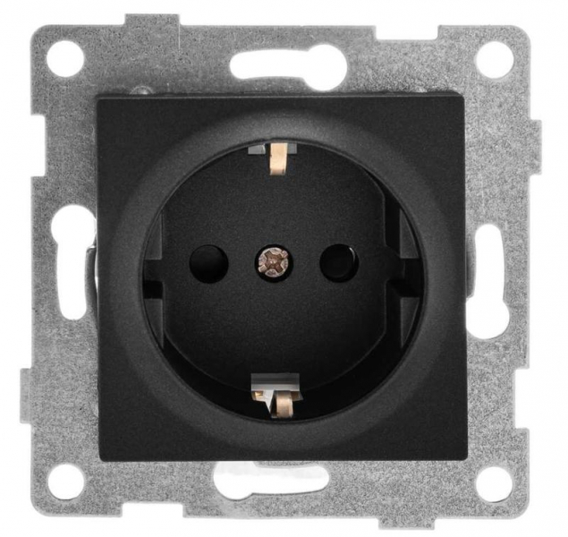 Розетка 1-м СП Ugra 16А 250В с заземл. защ. шторки механизм графит GUSI С11Р4-010 ТехноИмпульс