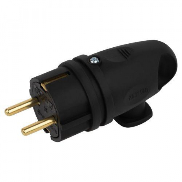 Вилка VX11-B-IP44 16А IP44 с кольцом угловая с заземл. каучук черн. ЭРА Б0055416 ТехноИмпульс