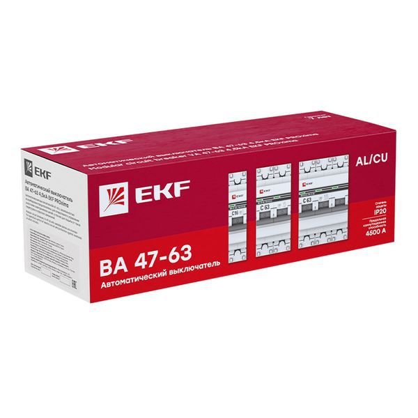 Выключатель автоматический модульный 3п B 25А 4.5кА ВА 47-63 PROxima EKF mcb4763-3-25B-pro ТехноИмпульс