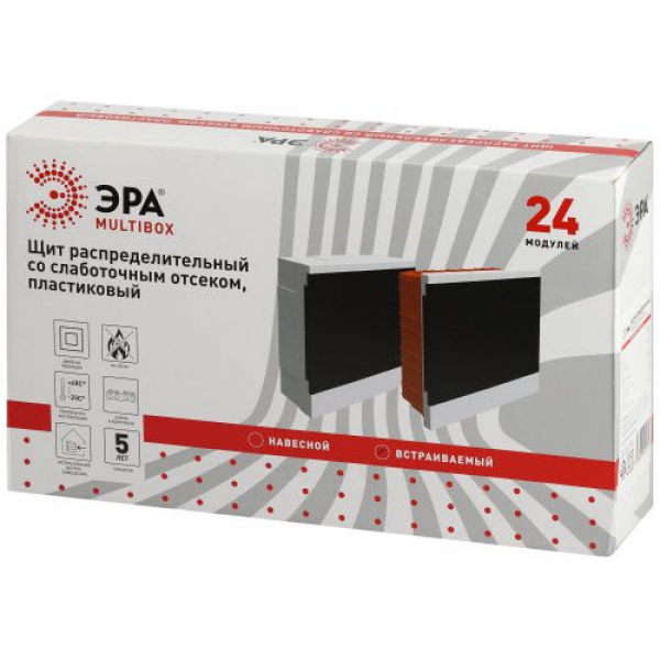 Щит распределительный со слаботочным отсеком MultiBox bs-24f встраиваемый пластиковый 24 модуля IP40 Эра Б0059317 ТехноИмпульс