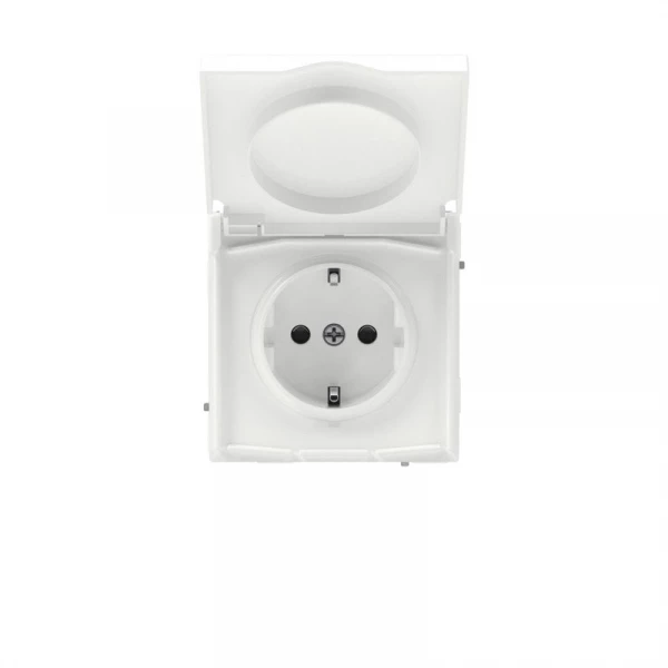 Розетка силовая KANT IP44 2P+E защ. шторки с крышкой бел. магнолия DKC 7000013 ТехноИмпульс