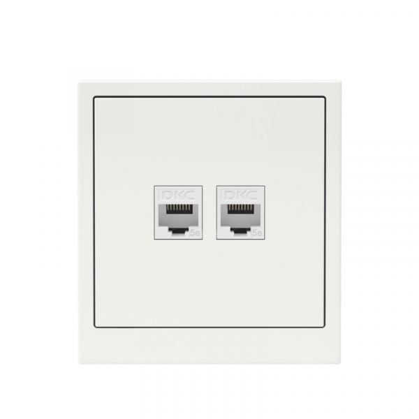 Розетка компьютерная 2-м KANT RJ45 кат.5E без шторки бел. магнолия DKC 7000664 ТехноИмпульс