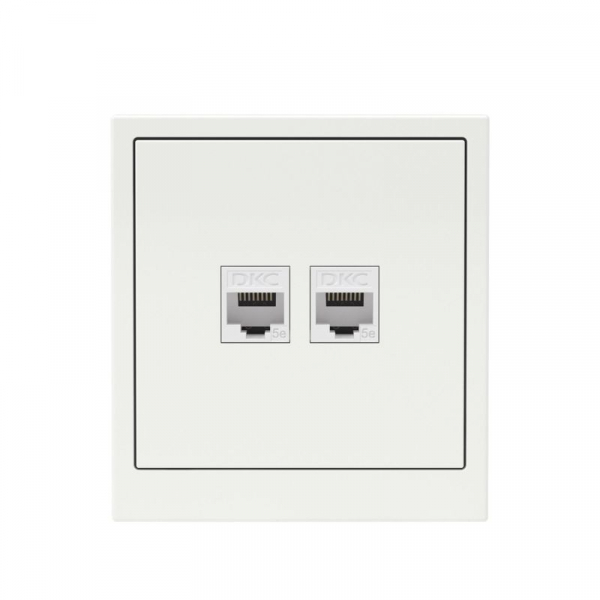 Розетка компьютерная 2-м KANT RJ45 кат.5E без шторки бел. магнолия DKC 7000664 ТехноИмпульс