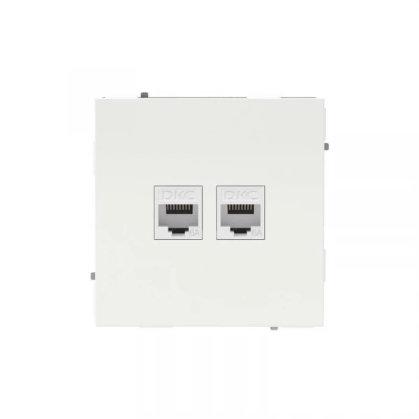 Розетка компьютерная 2-м KANT RJ45 кат.6A без шторки бел. магнолия DKC 7000674 ТехноИмпульс