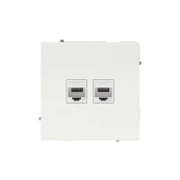 Розетка компьютерная 2-м KANT RJ45 кат.6A без шторки бел. магнолия DKC 7000674 ТехноИмпульс