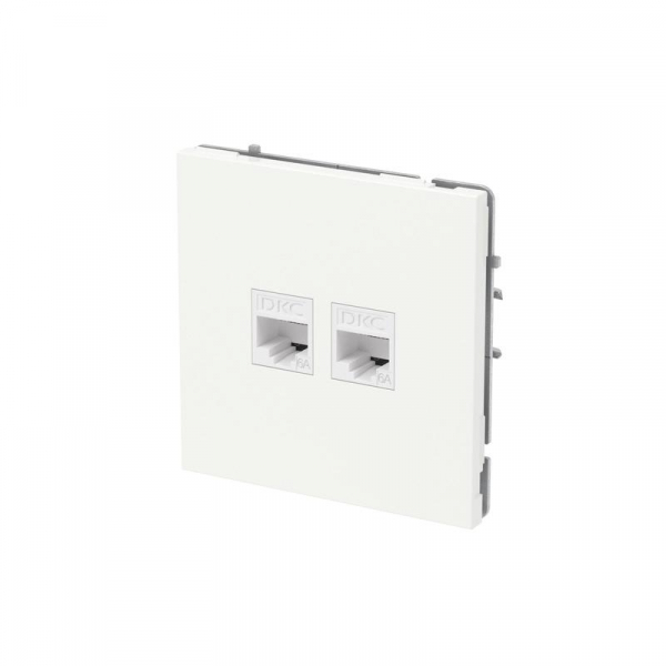 Розетка компьютерная 2-м KANT RJ45 кат.6A без шторки бел. магнолия DKC 7000674 ТехноИмпульс