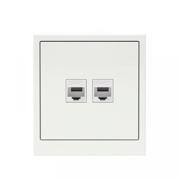 Розетка компьютерная 2-м KANT RJ45 кат.6A без шторки бел. магнолия DKC 7000674 ТехноИмпульс
