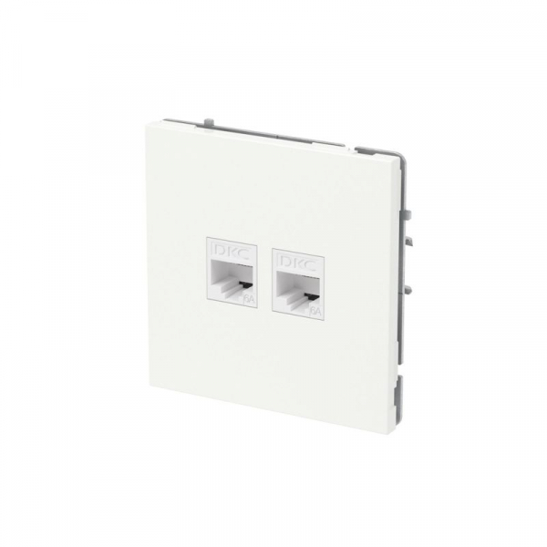 Розетка компьютерная 2-м KANT RJ45 кат.6A без шторки бел. магнолия DKC 7000674 ТехноИмпульс
