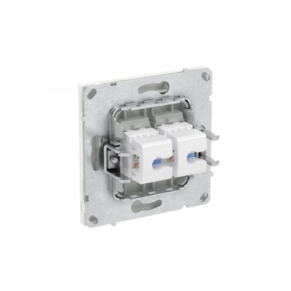 Розетка компьютерная 2-м KANT RJ45 кат.6A без шторки бел. магнолия DKC 7000674 ТехноИмпульс