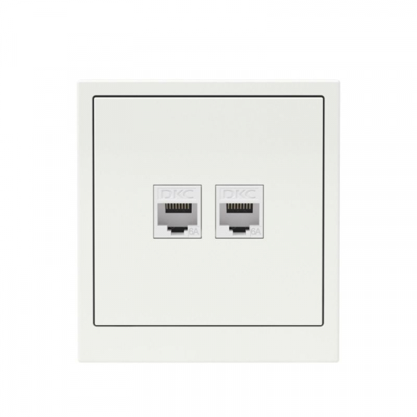 Розетка компьютерная 2-м KANT RJ45 кат.6A без шторки бел. магнолия DKC 7000674 ТехноИмпульс