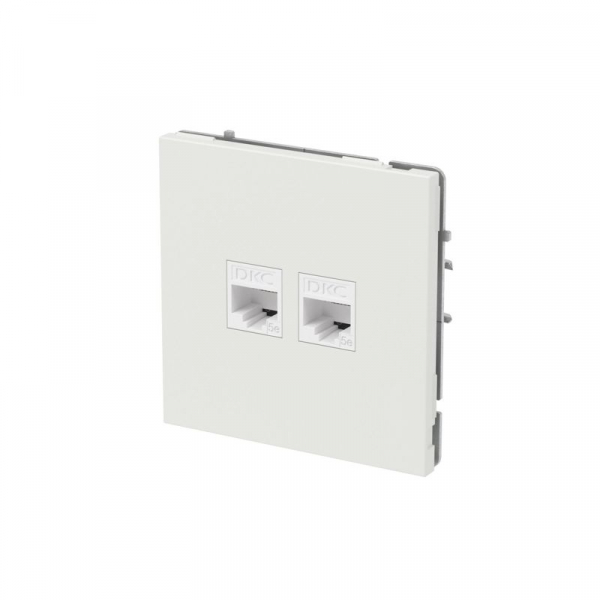 Розетка компьютерная 2-м KANT RJ45 кат.5E без шторки бел. песок DKC 7010664 ТехноИмпульс