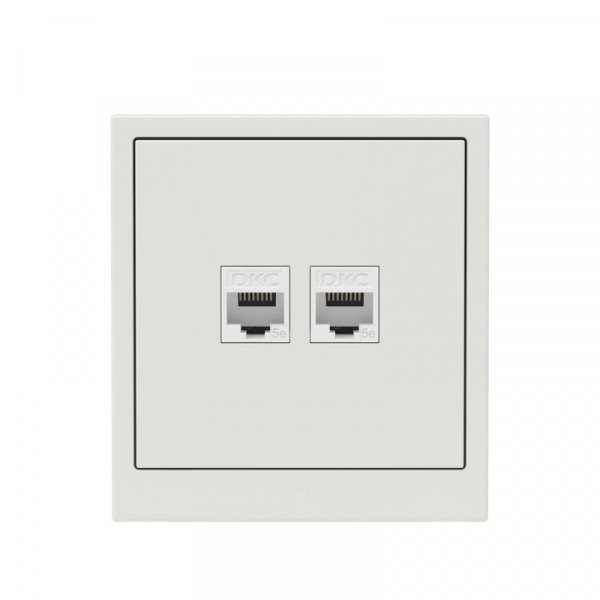 Розетка компьютерная 2-м KANT RJ45 кат.5E без шторки бел. песок DKC 7010664 ТехноИмпульс