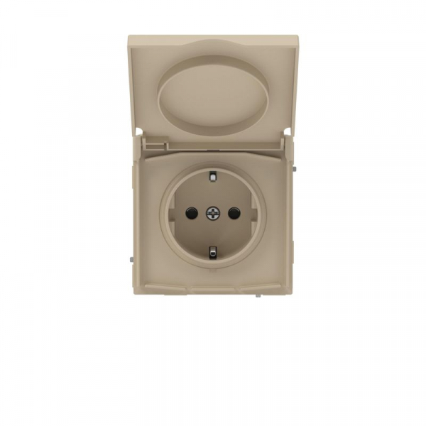 Розетка силовая KANT IP44 2P+E защ. шторки с крышкой ванильн. марципан DKC 7015013 ТехноИмпульс
