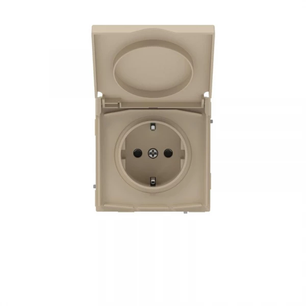 Розетка силовая KANT IP44 2P+E защ. шторки с крышкой ванильн. марципан DKC 7015013 ТехноИмпульс