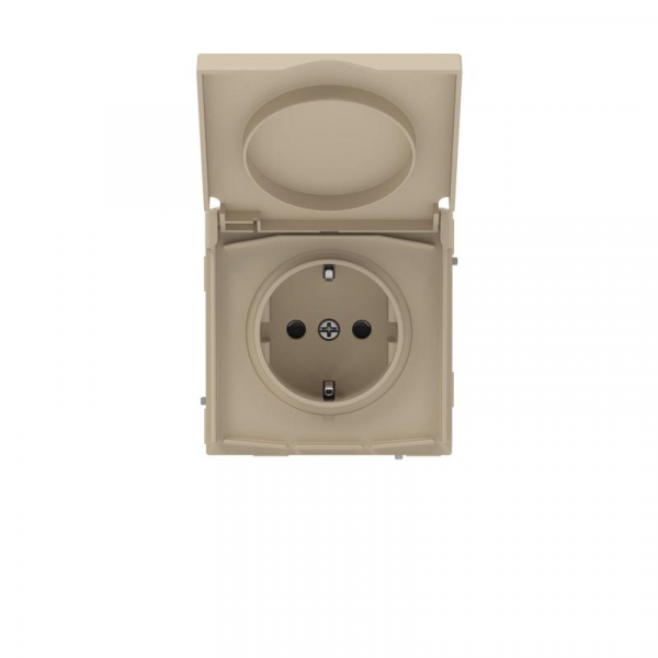Розетка силовая KANT IP44 2P+E защ. шторки с крышкой ванильн. марципан DKC 7015013 ТехноИмпульс