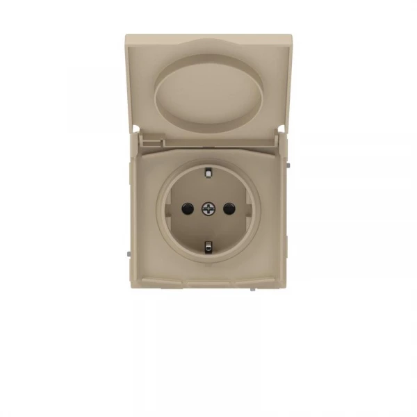 Розетка силовая KANT IP44 2P+E защ. шторки с крышкой ванильн. марципан DKC 7015013 ТехноИмпульс