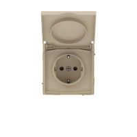 Розетка силовая KANT IP44 2P+E защ. шторки с крышкой ванильн. марципан DKC 7015013 ТехноИмпульс