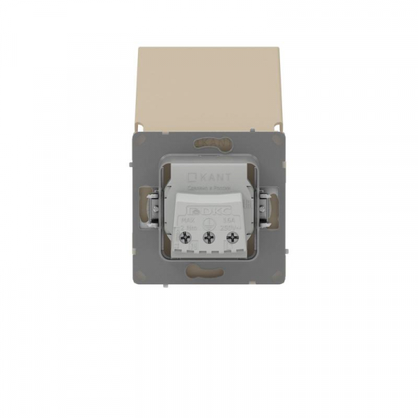 Розетка силовая KANT IP44 2P+E защ. шторки с крышкой ванильн. марципан DKC 7015013 ТехноИмпульс