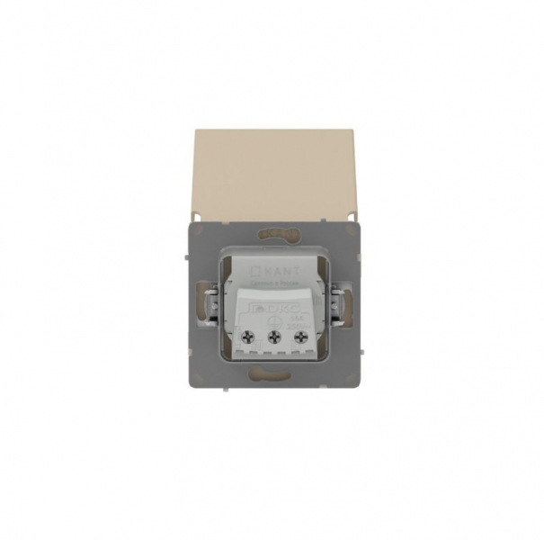Розетка силовая KANT IP44 2P+E защ. шторки с крышкой ванильн. марципан DKC 7015013 ТехноИмпульс