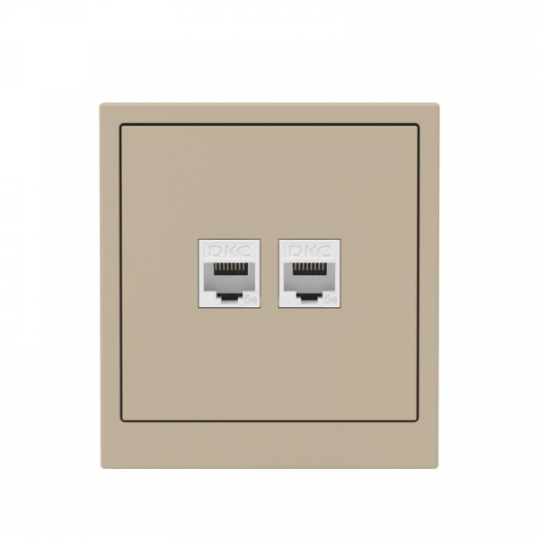 Розетка компьютерная 2-м KANT RJ45 кат.5E без шторки ванильн. марципан DKC 7015664 ТехноИмпульс