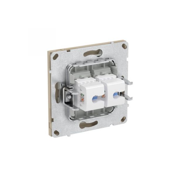 Розетка компьютерная 2-м KANT RJ45 кат.5E без шторки ванильн. марципан DKC 7015664 ТехноИмпульс