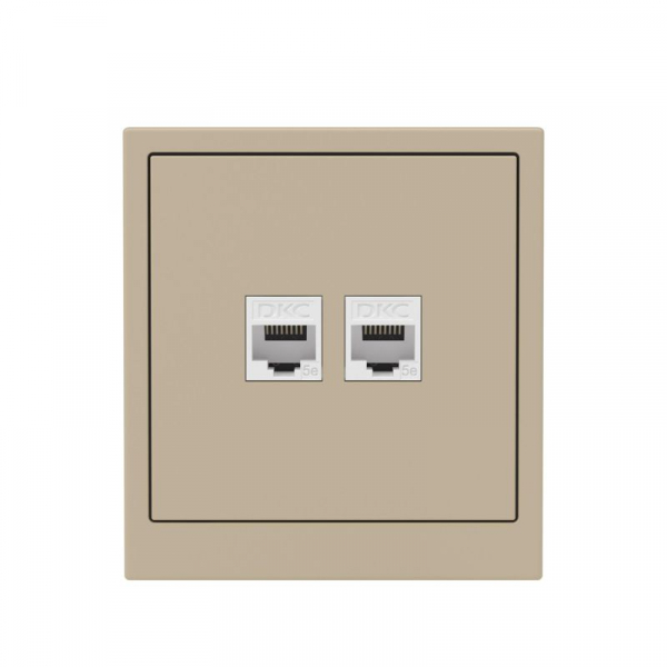 Розетка компьютерная 2-м KANT RJ45 кат.5E без шторки ванильн. марципан DKC 7015664 ТехноИмпульс