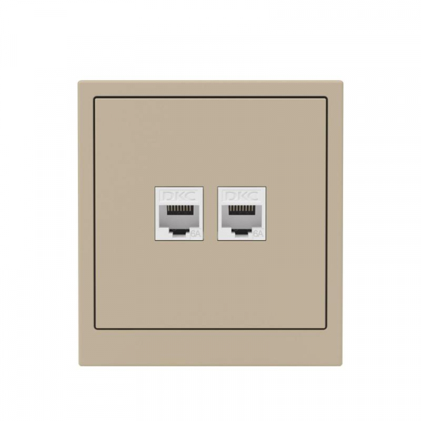 Розетка компьютерная 2-м KANT RJ45 кат.6A без шторки ванильн. марципан DKC 7015674 ТехноИмпульс
