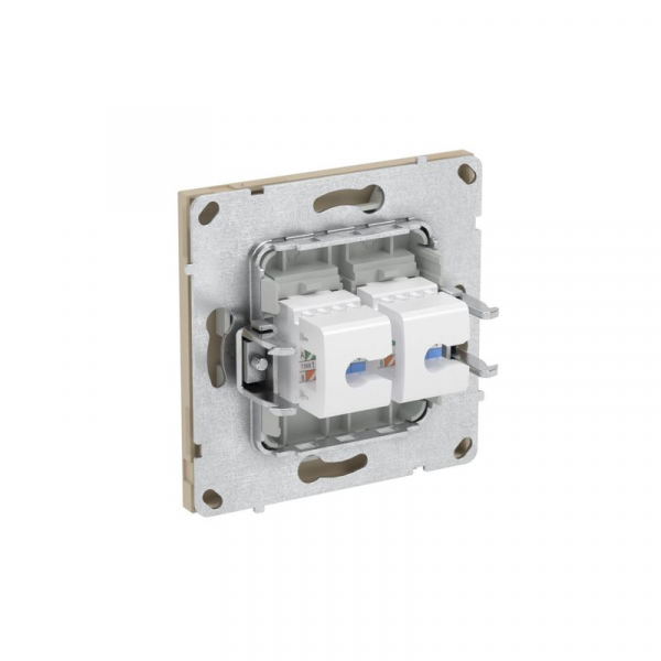 Розетка компьютерная 2-м KANT RJ45 кат.6A без шторки ванильн. марципан DKC 7015674 ТехноИмпульс