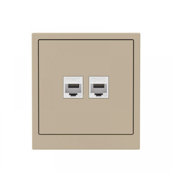 Розетка компьютерная 2-м KANT RJ45 кат.6A без шторки ванильн. марципан DKC 7015674 ТехноИмпульс