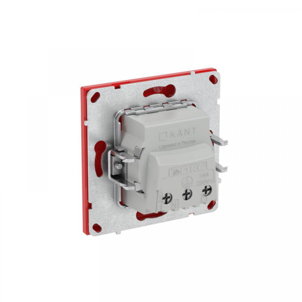 Розетка силовая KANT 2P+E без шторки красн. сатин DKC 7001033 ТехноИмпульс