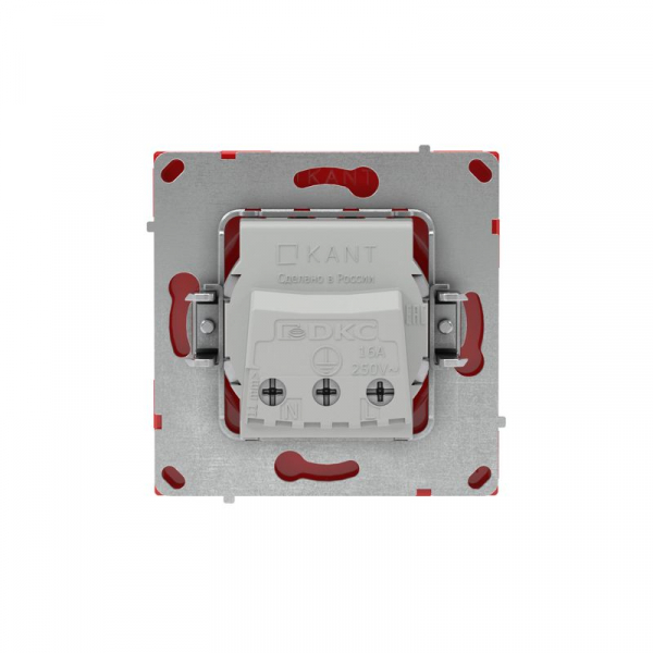 Розетка силовая KANT 2P+E без шторки красн. сатин DKC 7001033 ТехноИмпульс