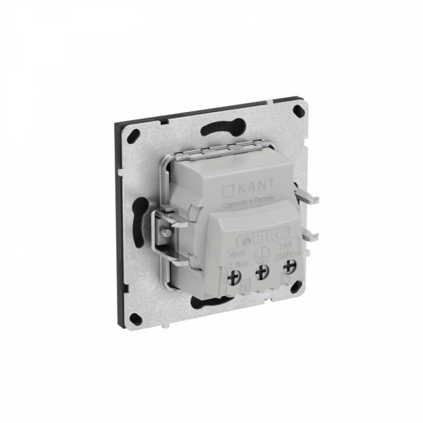 Розетка силовая KANT 2P+E защ. шторки черн. уголь DKC 7012003 ТехноИмпульс