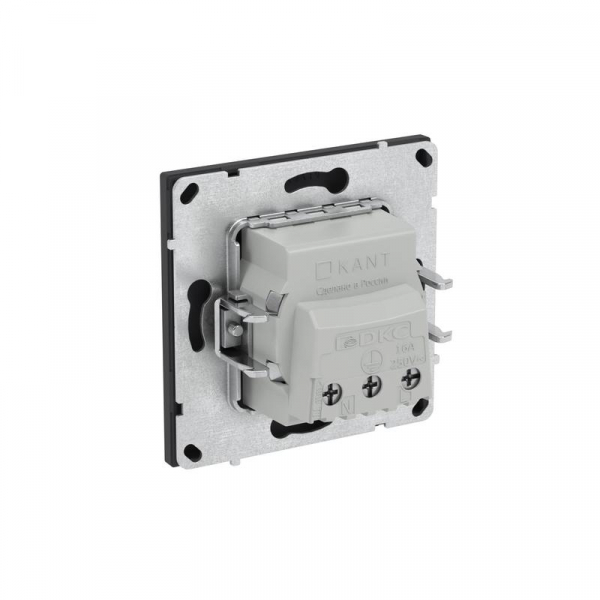 Розетка силовая KANT 2P+E без шторки черн. уголь DKC 7012033 ТехноИмпульс