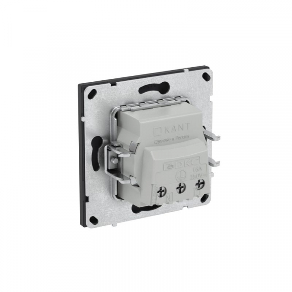 Розетка силовая KANT 2P+E без шторки черн. уголь DKC 7012033 ТехноИмпульс