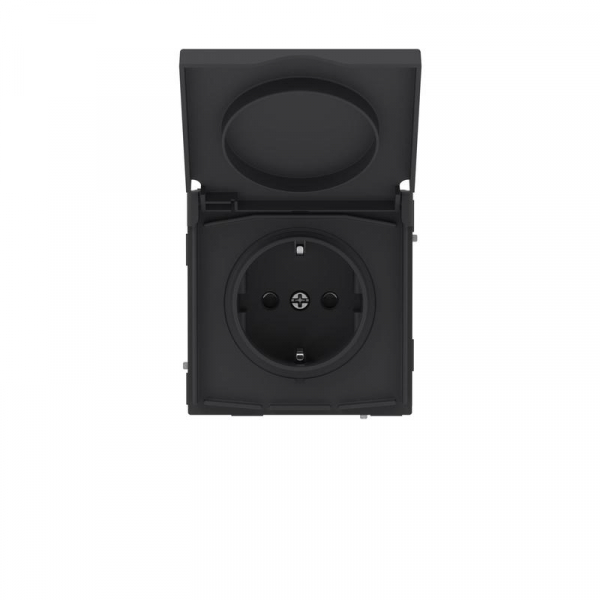 Розетка силовая KANT IP44 2P+E защ. шторки с крышкой черн. уголь DKC 7012013 ТехноИмпульс