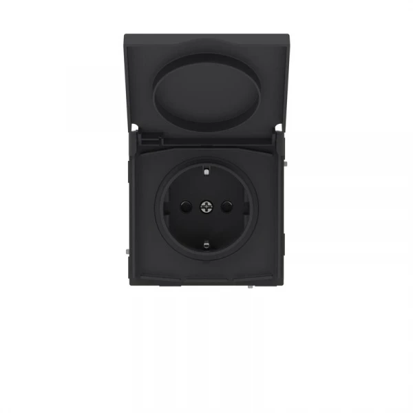 Розетка силовая KANT IP44 2P+E защ. шторки с крышкой черн. уголь DKC 7012013 ТехноИмпульс