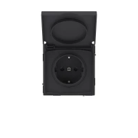 Розетка силовая KANT IP44 2P+E защ. шторки с крышкой черн. уголь DKC 7012013 ТехноИмпульс