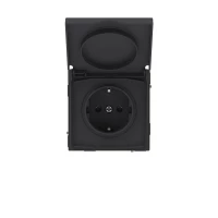 Розетка силовая KANT IP44 2P+E защ. шторки с крышкой черн. уголь DKC 7012013 ТехноИмпульс