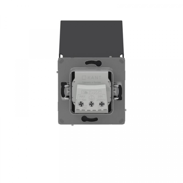 Розетка силовая KANT IP44 2P+E защ. шторки с крышкой черн. уголь DKC 7012013 ТехноИмпульс