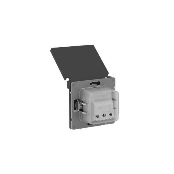 Розетка силовая KANT IP44 2P+E защ. шторки с крышкой черн. уголь DKC 7012013 ТехноИмпульс